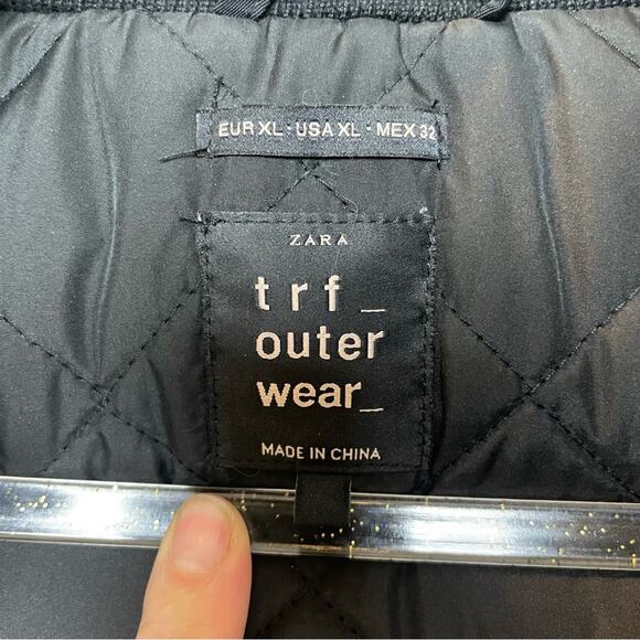 ZARA Stylish Black Parka with Faux Fur Removable Hood Size XL - Picture 8 of 12